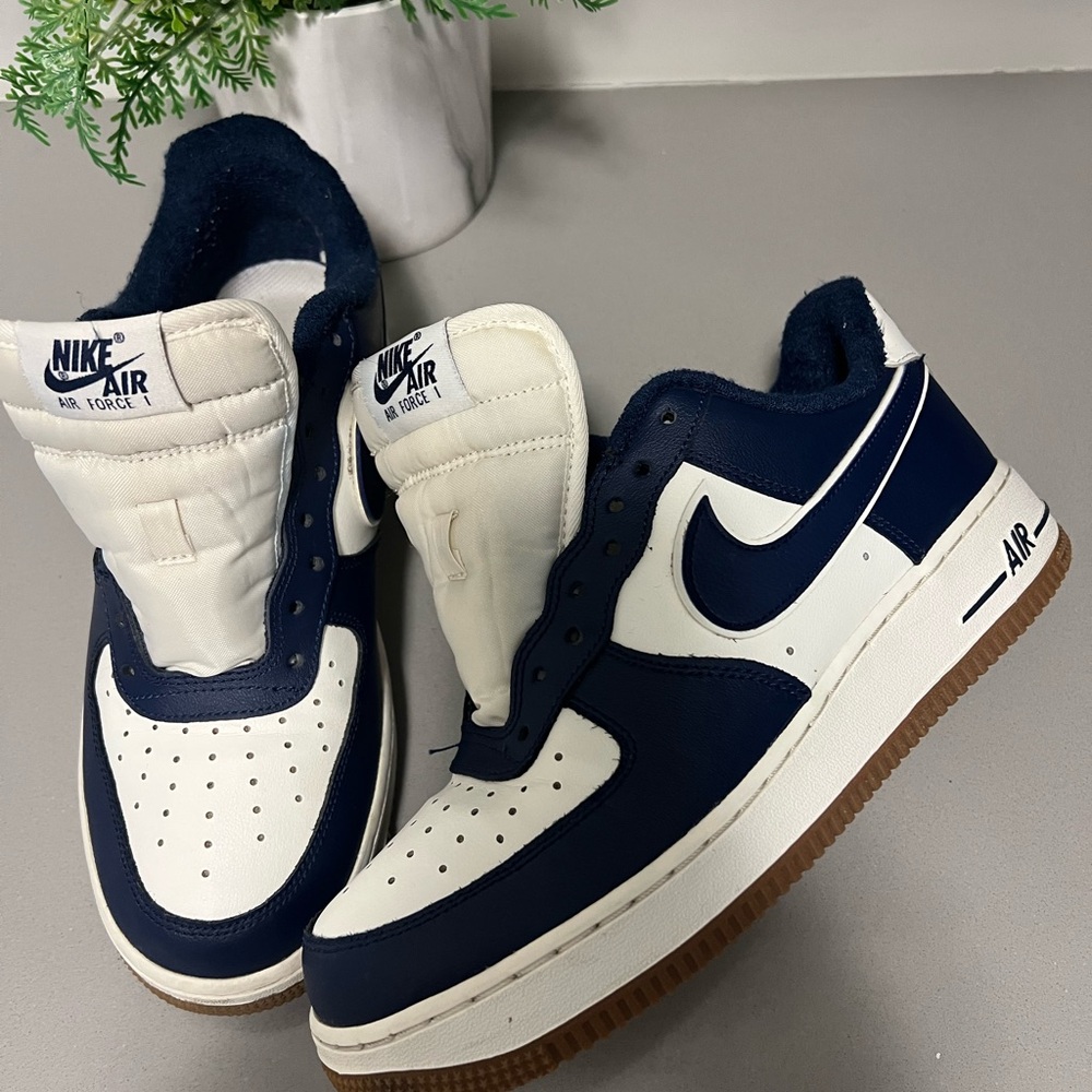 Nike Air Force 1 Sneakers - Dark Blue and White